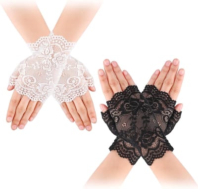 Elegante Korte Kant Vingerloze Handschoenen voor Dames - Bruiloft, Prom en Theeparty Accessoire uit de Jaren '20