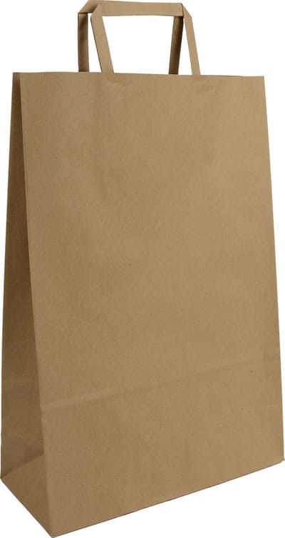 Papieren Draagtassen Bruin - 26x11x38 cm - Bruin Gerecycled Kraft - Platte Grepen - 50x