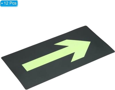 12 stuks gloeiend in het donker pijlstickers voor vloer en muren - 30,5 x 15,2 cm - Zelfklevende richtingsstickers voor evenementen, magazijnen en kantoren - Groen - Oplichtend - Navigatie - Decoratie