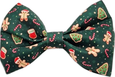 Kerst Hondenstrik - Feestelijke Vlinderdas / Strikje Hond - Groen - Kerstmis - Peperkoek - Howliday Crumbles - Paw My God! - Maat M