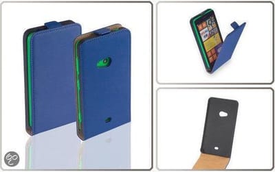 LELYCASE Lederen Flip Case Cover Hoesje Nokia Lumia 625 Blauw
