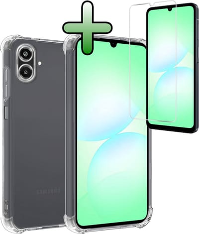 Hoesje Met Screenprotector - Geschikt voor Samsung Galaxy A07 - Sterk & Shockproof - Siliconen Case - Back Cover - Telefoon Hoes - Shock Proof - Transparant