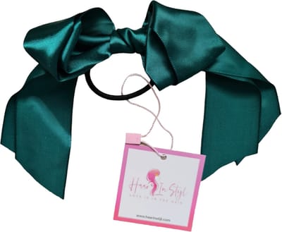 Haar in Stijl® Haarelastiek Jannah Groen - Elastiek met een satijnen strikje - meisje haaraccessoire