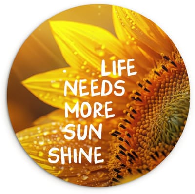 WallCircle® Wandcirkel 120x120 cm - Muurcirkel Zonnebloem - Close up - Geel - Quote - Muurdecoratie woonkamer - Wanddecoratie slaapkamer - Kamer decoratie accessoires - Ronde schilderijen XXL