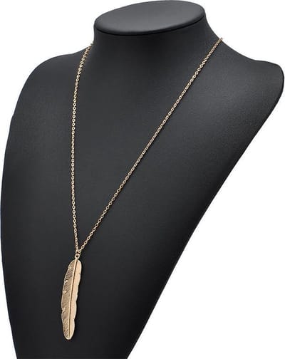 Lange Ketting - Veer - 60cm - goudkleurig