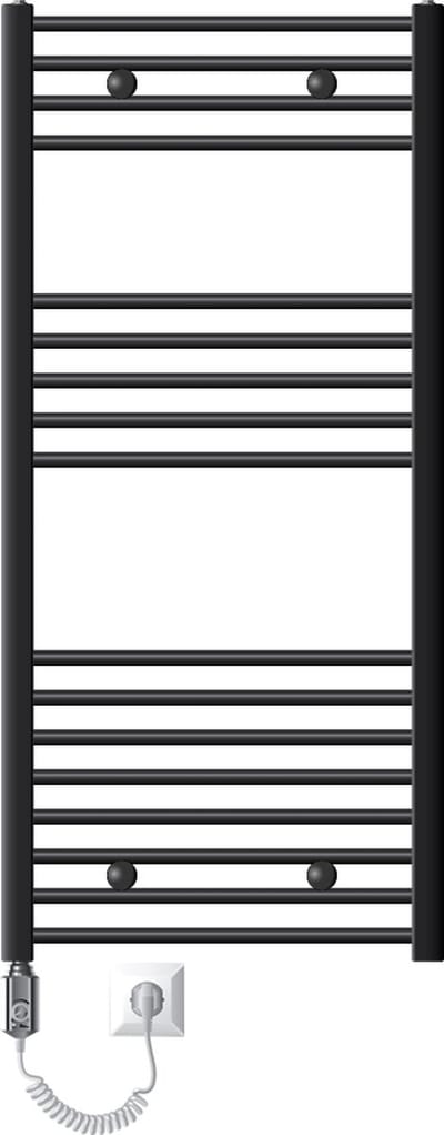Elektrische badkamerradiator met verwarmingselement 1200W 600x1200 mm antraciet recht met zijaansluiting & thermostaat-touchbediening LuxeBath