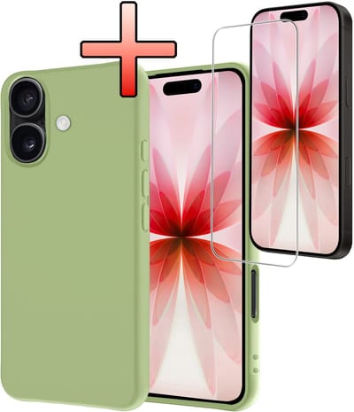 Hoesje - Met Screenprotector - Geschikt voor Apple iPhone 17 - Sterk & Shockproof - Back Cover - Siliconen Case - Telefoon Hoes - Groen