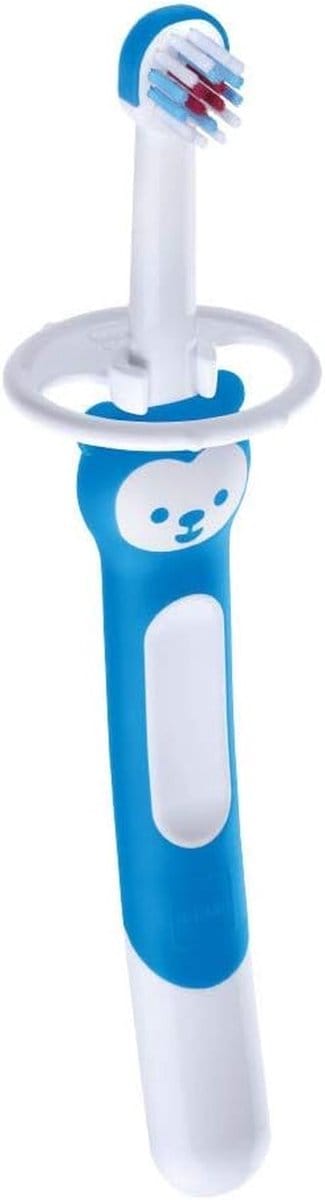 Babytandenborstel - Oefentandenborstel Kinderen - Mondhygiëne Leren - Lange Handgreep - 5+ maanden - Lichtblauw