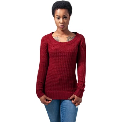 Urban Classics - Long Wideneck Sweater/trui - L - Rood