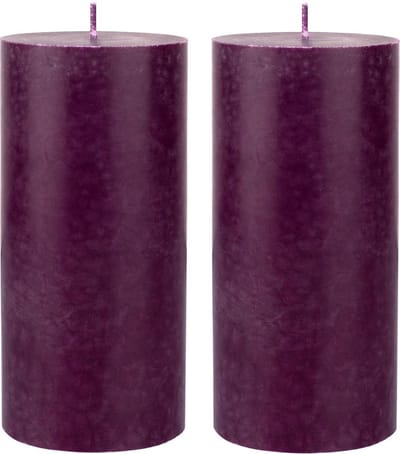Duni cilinderkaarsen/stompkaarsen - 2x stuks - paars - 15 x 7 cm - 50 branduren - geurloze kaarsen