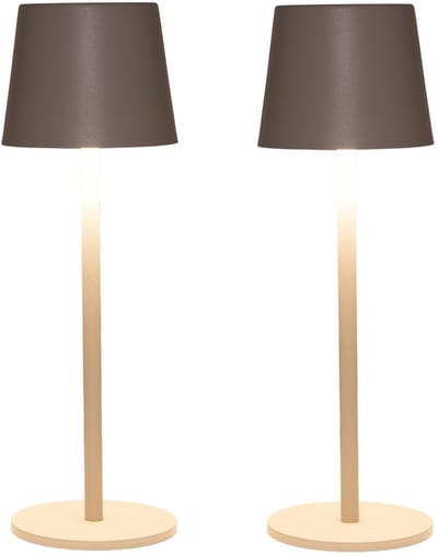 Anna Collection Portable tafellamp Ambiance - 2x - beige/zand - 27 cm - aanraaksensor - draadloos/oplaadbaar met USB - binnen/buiten
