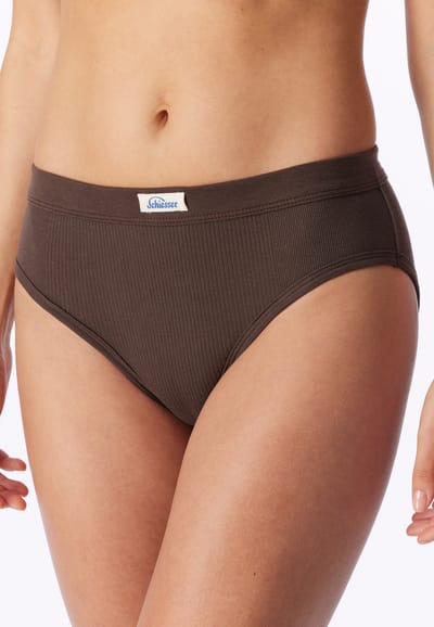Tai-slip met fijne fijnrib, donkerbruin - Revival Paula 36