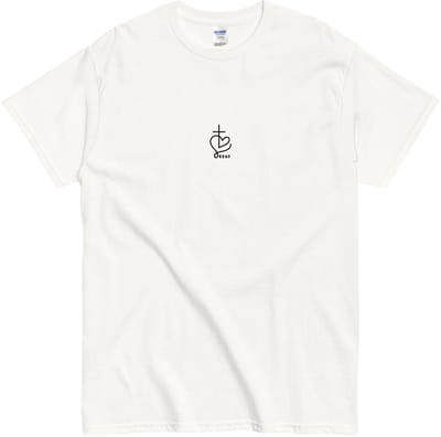 Dames en Heren T Shirt met Minimalistisch Ik hou van Jezus Symbool - Hartje Kruisje - Wit - S