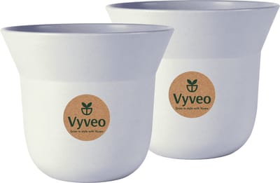 Vyveo - Bloempot Aalta - Set van 2 - 13x11 - Lichtgrijs - Bloempot voor binnen en buiten - Lichtgewicht - Breukbestendig - Vorstbestendig - UV-bestendig