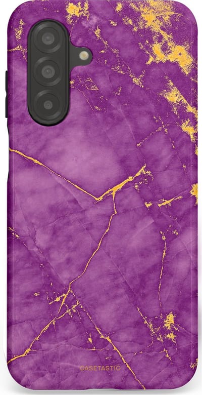 Casetastic hoesje geschikt voor Samsung Galaxy A26 - Dubbellaagse bescherming - Paarse Marmer - Fashion Case - Lavendel Goud