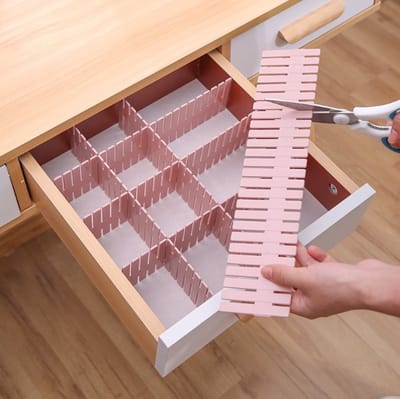 Kunststof ladeverdeler - Lade organizer - set van 4 stuks - Voor Kleding/Keuken/Bureau/Make-Up - Op maat te knippen - 37x7CM - Roze