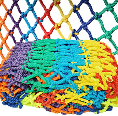 1 bundel gekleurd veiligheidsnet – 2 m breed x 3 m lang - Nylon materiaal - Klimnet voor buiten - Veiligheidsnet voor huisdieren en kinderen - Geschikt voor balkons, trappen, zolders, appartementen, trampolines, speeltuinen, enz.
