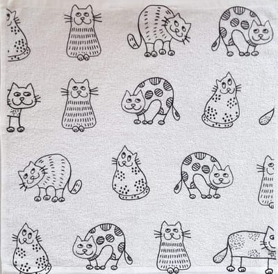 Theedoek 100% Katoen - Badstof Keukenhanddoek - Kat Design - 50x50 cm