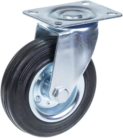 125 mm (5 inch) rubberen zwenkwiel, draaibaar, draagvermogen 240 kg, set van 2