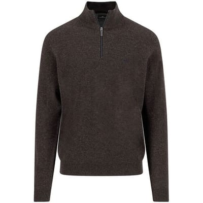 Fynch-Hatton Trui Troyer Zip Lambswool Dark Chocolate / male