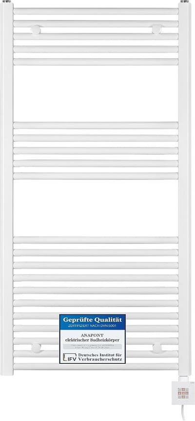 Elektrische Radiator - Handdoekdroger Badkamer - Badkamer Verwarmen - Spatwaterdicht IPx5 - 117.5x50 cm - Wit