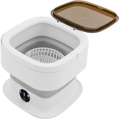 YOR® Camping Wasmachine - Mini Wasmachine - Wasmachines - 10L - met Centrifuge - Wit - 30cm x 30cm x 28cm; 3.5 kg