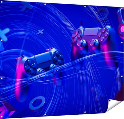 Gards Tuinposter Twee Gaming Controllers - Gamen - 150x120 cm - Tuindoek - Tuindecoratie - Wanddecoratie buiten - Tuinschilderij