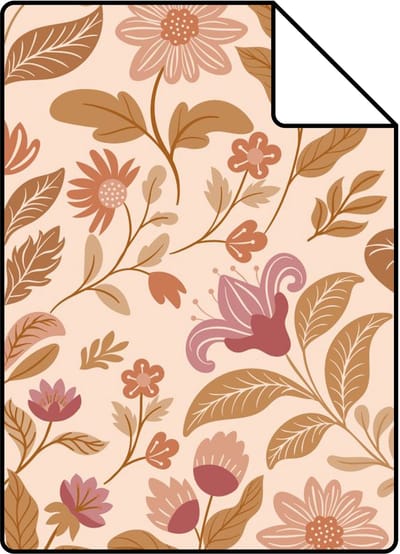 Proefstaal ESTAhome behang vintage bloemen paars en groen - 50 x 900 cm - 131898-S