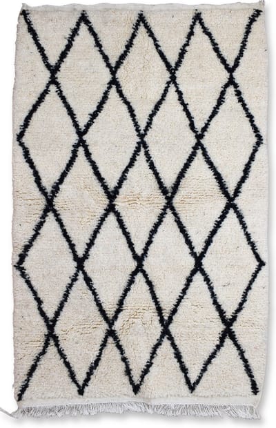 Handgeweven Berber Tapijt ''Beni Ouarain'' - 150 x 100 cm - Uniek en handgemaakt - Hoogpolig vloerkleed – 100 % natuurlijk wol