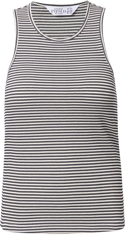 Studio Untold - Dames - Tanktop slim shape structuurjersey strepen - Zwart - Maat 42+