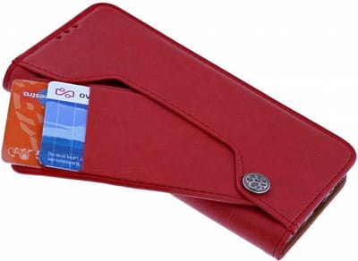 Ntech Hoesje Geschikt Voor Samsung Galaxy S10 Flip Hoesje & Uitschuifbare Pasjeshouder Rood
