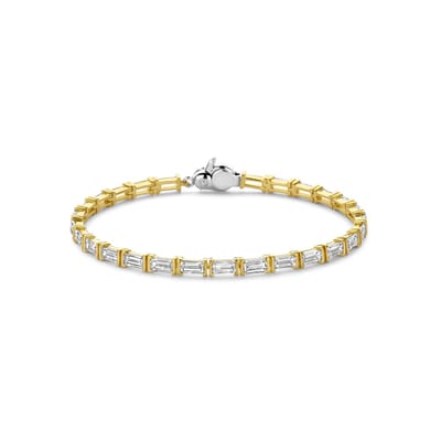 TI SENTO Dames Armband - 925 zilver - Zirkonia met geel verguld - Maat M - 23041ZY
