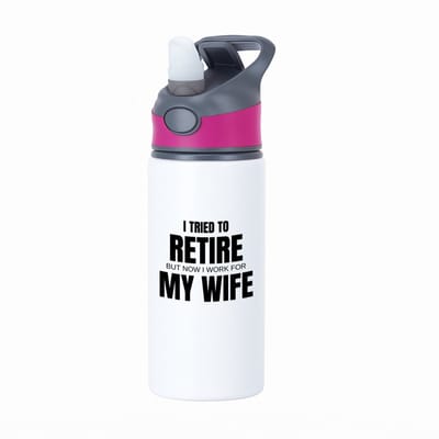 Hacebo® - I tried to retire waterfles met rietje roze - Pensioen - werken voor vrouw - werk - afscheidscadeau - verjaardagscadeau - kado - water fles - 650ML