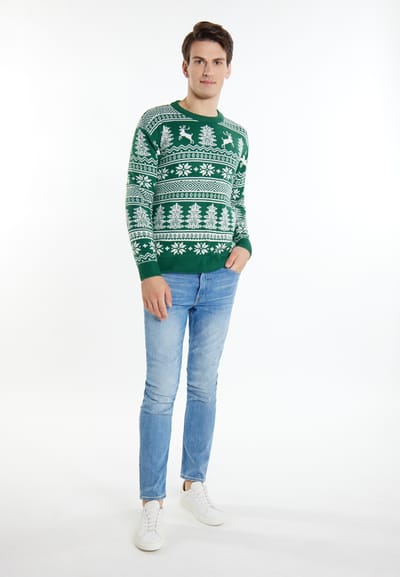 Mo Kersttrui Heren Groen Wit