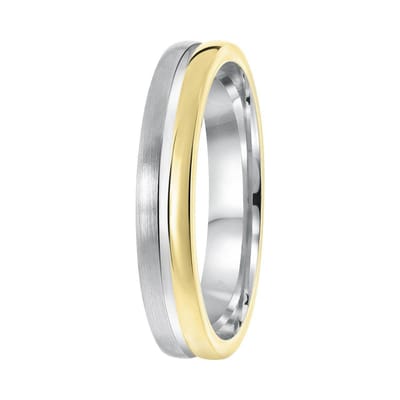 Lucardi Heren Vriendschapsring Pamplona - Ring - Vaderdag Cadeautje - Echt Zilver - Zilver en Goudkleurig