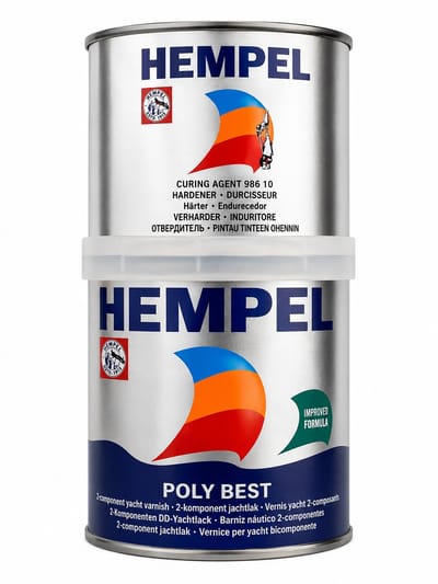Hempel Poly Best 2-Componenten Hoogglans Polyurethaan Jachtlak 500 ml + Verharder 250 ml Transparante Blanke Bootlak met UV-Bescherming voor Hout, Staal, Aluminium en Polyester