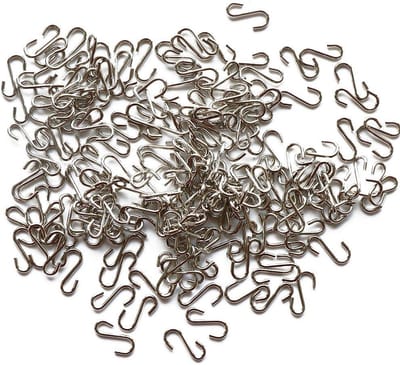 100 stuks mini zilverachtige S-haken connectoren S-vormige draadhaak met opslag voor doe-het-zelf ambachten, hangende sieraden, sleutelhanger, tags