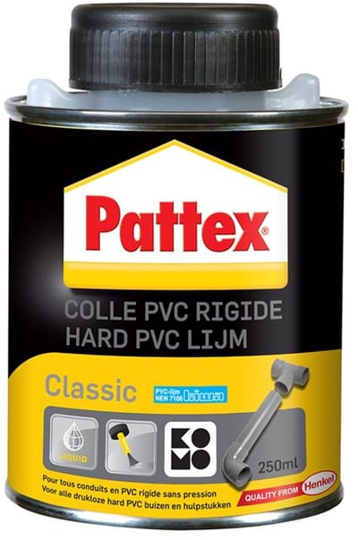 Pattex Hard PVC-Lijm met Kwastje - 250 ml - Transparante Lijm voor PVC Buizen, Dakgoten en Sanitair - Waterbestendig