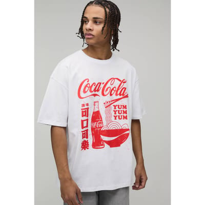 Oversized Coca-Cola Licentie Geprint T-Shirt | White | Size Small