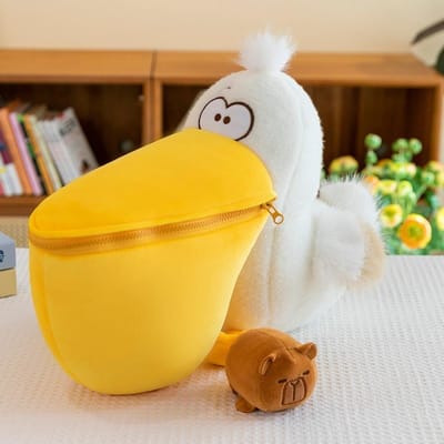 Pelican Capybara Peluche Grande Bouche Oiseau Peluche Capybara Peluche Pelucheuse Dessin Animé Animal Mignon Poupée en Peluche Cadeau d'Anniversaire