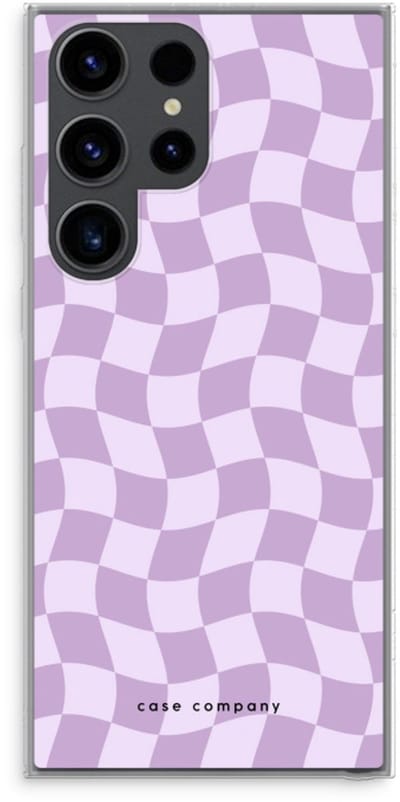 Case Company® - Hoesje geschikt voor Samsung Galaxy S23 Ultra hoesje - Grid Paars - Soft Cover Telefoonhoesje - Bescherming aan alle Kanten en Schermrand