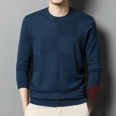 Nieuwe Kwaliteit Heren Trui Dunne Lange Mouw Onderlaag Heren Trui Herfst Trendy Tops 4XL blue