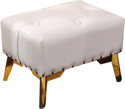 Poef Sofa Kruk - Voetenbank Hocker - Ontspannen Zitten - Waterproof PU Leer - 40x30x30 cm - Wit