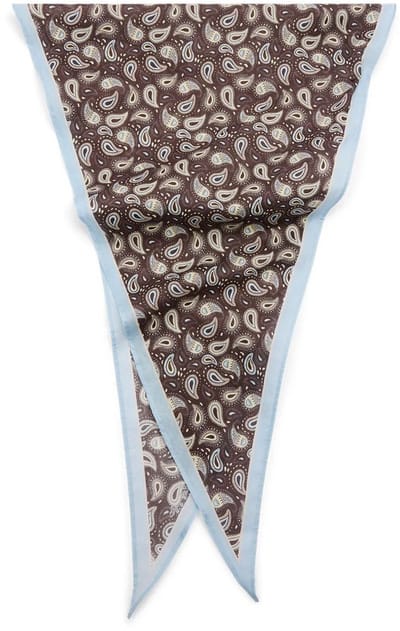 Manfield - Dames - Bruin sjaaltje met wit en blauwe details - Maat 1