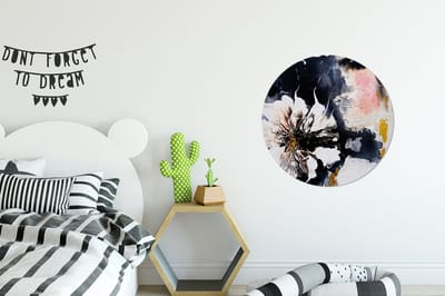 WallCircle® - Behangcirkel 80x80 cm - Muurstickers Bloemen - Kunst - Abstract - Zwart - Verf - Muurcirkel woonkamer - Wandcirkel slaapkamer - Kamer decoratie zelfklevend - Muurdecoratie accessoires