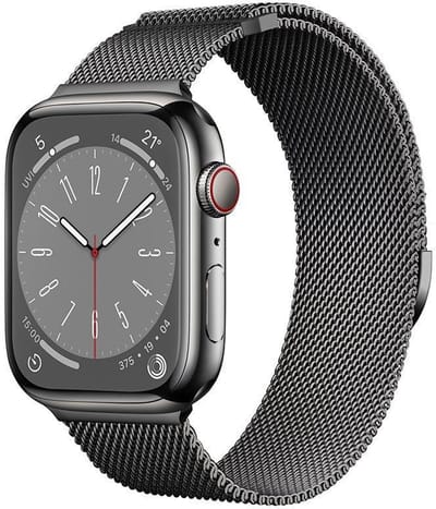 Milanees bandje - geschikt voor Apple Watch series 1/2/3/4/5/6/7/8/9/10/11/ SE (1,2,3) / Ultra (1,2,3) met maat 44 mm / 45 mm / 46 mm / 49 mm - magneet sluiting Milanese - grijs