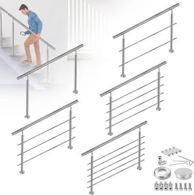 Roestvrijstalen trapleuning voor buiten en binnen - 120 cm - Veiligheidsleuning met bevestigingsmateriaal