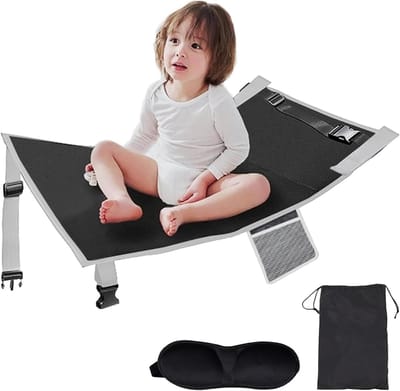 Vliegtuig Voetensteun - Kinderen Reis - Comfortabel Vliegen - Inclusief Oogmasker - 79 x 44 cm - Zwart