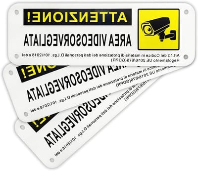 Videobewakingsborden - Camerabewaking Stickers - Diefstal Afschrikken - Reflecterend Aluminium - 15 x 5 cm - Zwart