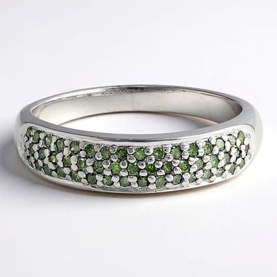 Cavill - Zilveren Ring - 925 Sterling Zilver - Fancy Diamant 0,34 ct - Rond Slijpsel - Platinum Verguld - Pave Zetting - Elegante Damesring